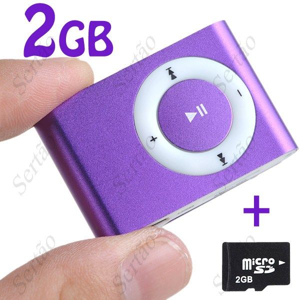 MP3 Clipe - Roxo + Cartão 2GB