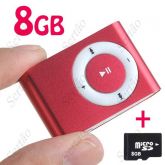 MP3 Clipe - Vermelho + Cartão 8GB