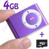 MP3 Clipe - Roxo + Cartão 4GB